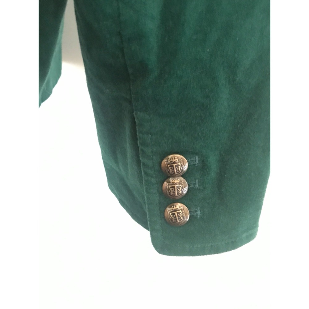 Talbots Emerald Green Velvet Four Button Blazer w/Lining Size 16 Luxury Jacket - Picture 7 of 10